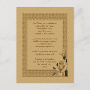 The Lord's Prayer Our Father Rosebud Postcard