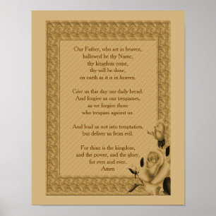 The Lord's Prayer Our Father Rosebud Poster