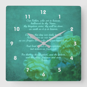 The Lord's Prayer Our Father       Square Wall Clock