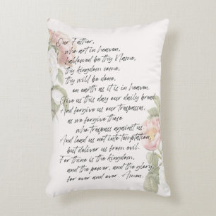 The Lord's Prayer Soft Pastel Floral Decorative Cushion