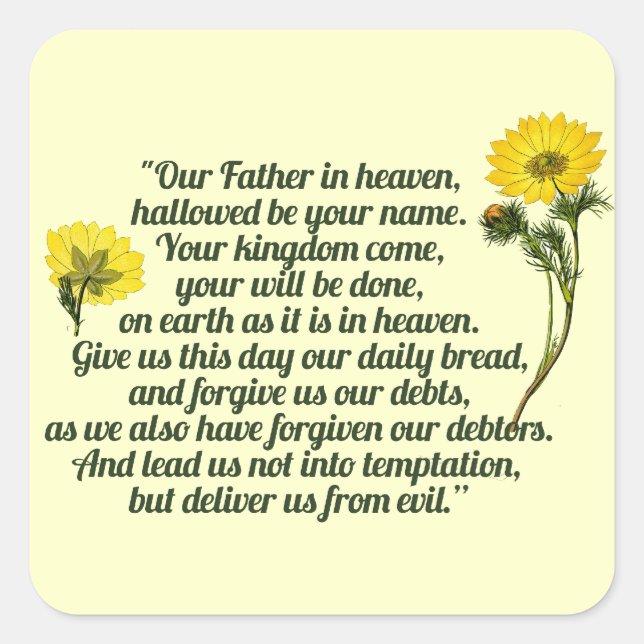 The Lords Prayer Square Sticker (Front)