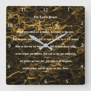 THE LORD'S PRAYER SQUARE WALL CLOCK