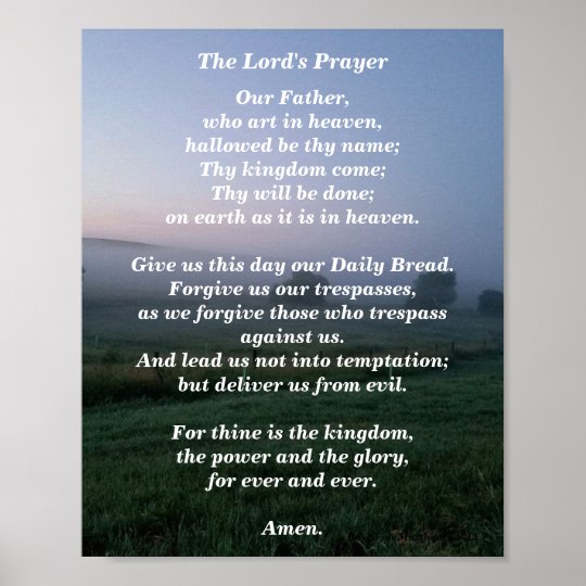 The Lord's Prayer - Traditional Version Poster | Zazzle.co.uk