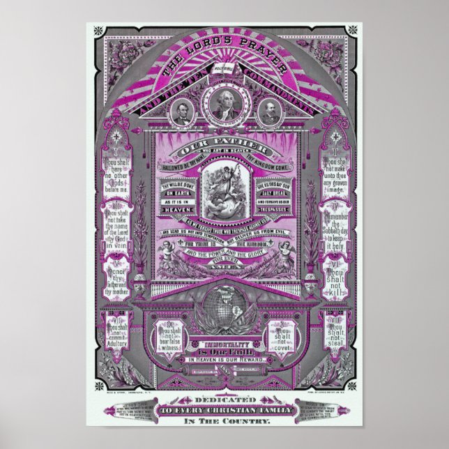 The Lord's Prayer vintage engraving (Pink) Poster (Front)