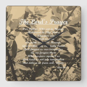 The Lords Prayer Vintage Square Wall Clock