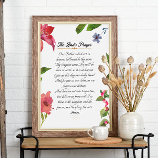The Lord's Prayer Watercolor Wall Art Poster