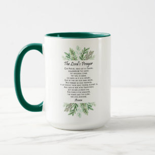 The Lord's Prayer with Greenery ~ Matthew 6:9-13 Mug