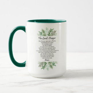 The Lord's Prayer with Greenery ~ Matthew 6:9-13 Mug