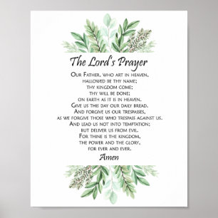 The Lord's Prayer with Greenery ~ Matthew 6:9-13 Poster