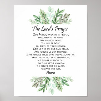 The Lord's Prayer with Greenery ~ Matthew 6:9-13 Poster