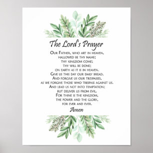 The Lord's Prayer with Greenery ~ Matthew 6:9-13 Poster