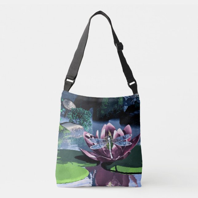 The Lotus and the Dragonfly Crossbody Bag (Front)