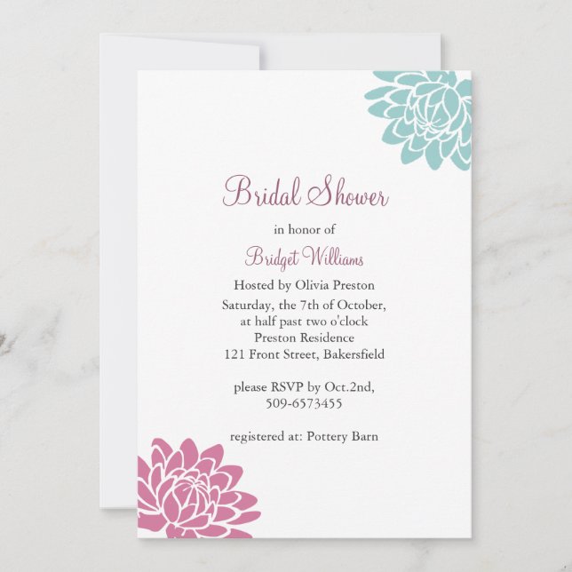 The Lotus Flower Bridal Shower Invitation (Front)