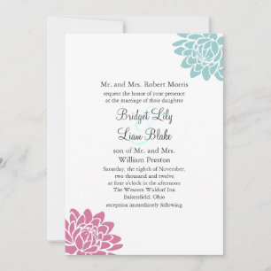 The Lotus Flower Wedding Invitation 2(turquoise)