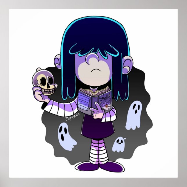 The Loud House Lucy Loud with Spell book and Skull Poster (Front)