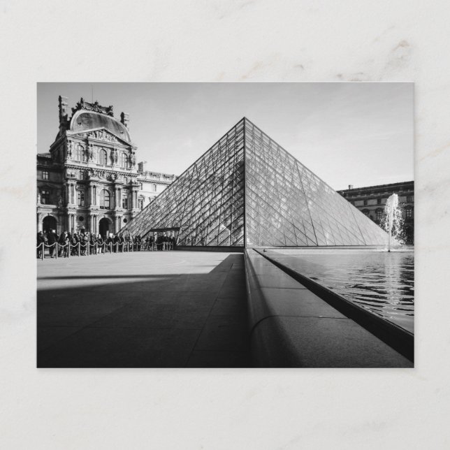 The Louvre in BW Postcard (Front)
