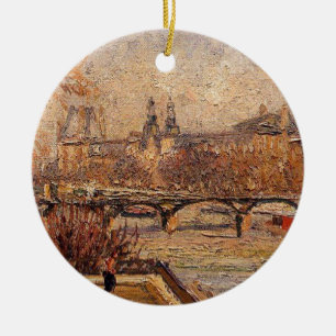 The Louvre, Morning by Camille Pissarro Ceramic Tree Decoration