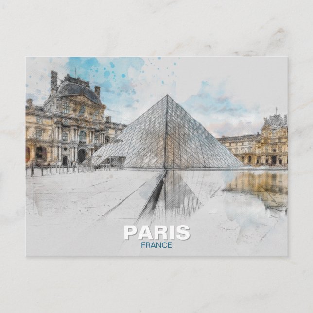 The Louvre Paris Postcard – Vintage Retro Travel (Front)