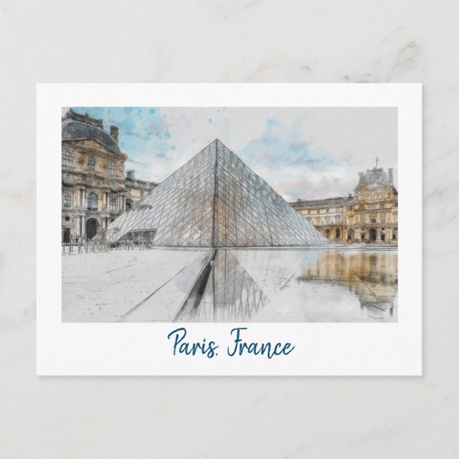 The Louvre Paris Postcard – Vintage Retro Travel (Front)