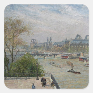 The Louvre, Spring Camille Pissarro Square Sticker