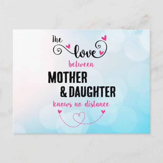 The love between mother and daughter distance postcard (Front)