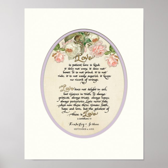The Love Chapter, 1 Corinthians 13 Calligraphy Poster (Front)