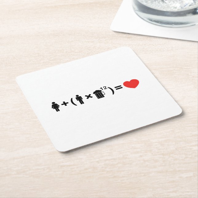 The Love Equation for Men Square Paper Coaster (Angled)