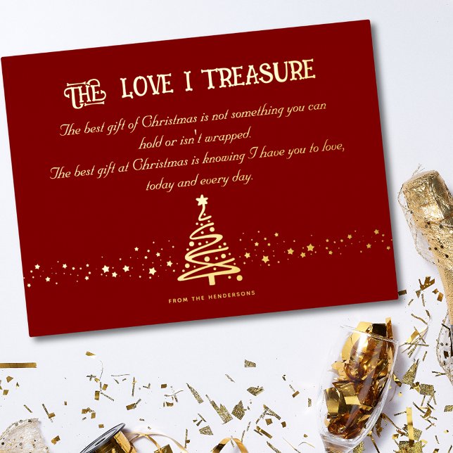 The Love I treasure Christmas Foil Holiday Postcard (Creator Uploaded)