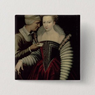The Love Letter, a Lady with her Maid 15 Cm Square Badge