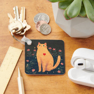 The Love of a Cat, a Charles Dickens' Quote Key Ring