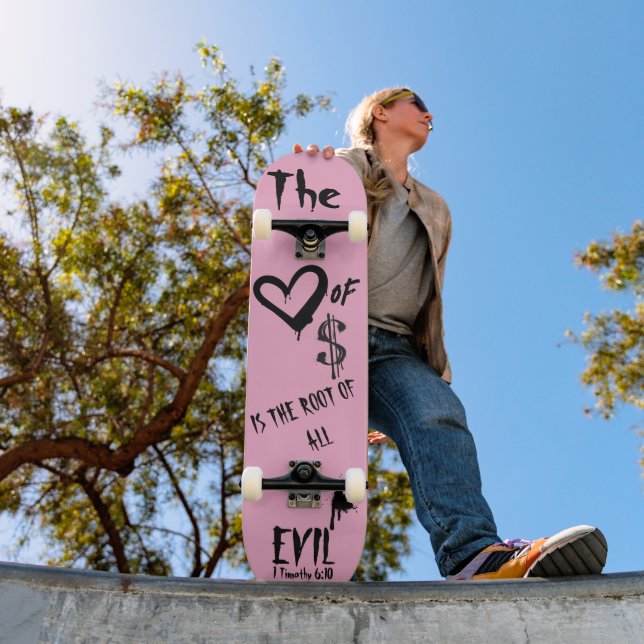 The Love of Money Evil Pink Doodle  Skateboard (Outdoor 1)