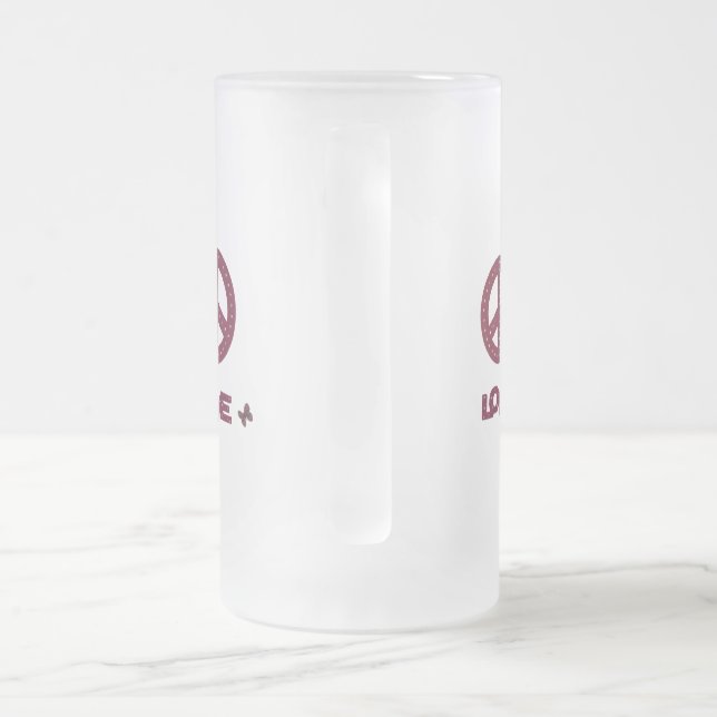 The Love & Peace design frosted glass mug (Handle)