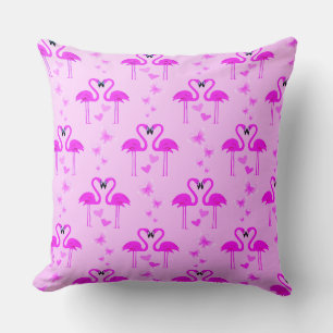 The Love Pink Flamingos with Hearts Cushion