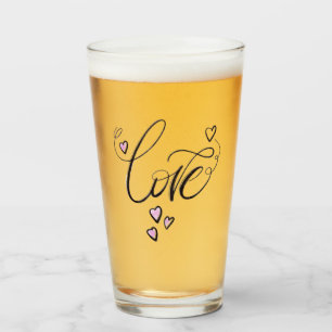 The Love Pour   Elegant Artisanal Cursive Pint  Glass