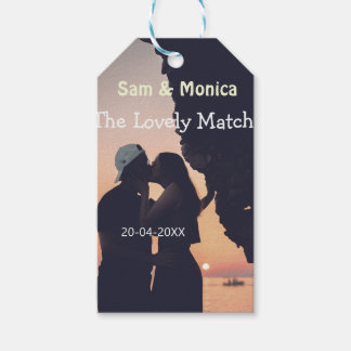 the lovely match couple wedding name date simple gift tags