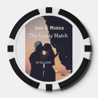 the lovely match couple wedding name date simple poker chips