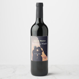 the lovely match couple wedding name date simple wine label