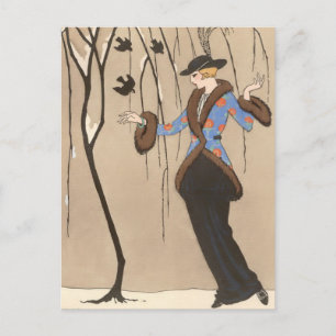 The Lovely Sparrow by George Barbier Postcard