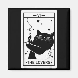 The Lovers Cat Humour Tarot Card Halloween Black Magnet