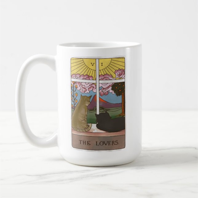 The Lovers Cat Tarot Card Coffee Mug (Left)
