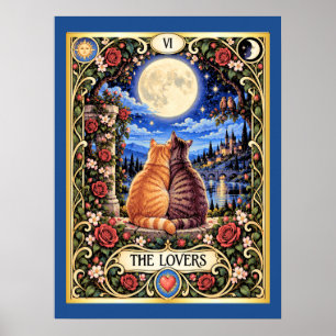 The Lovers Cat Tarot - Harmony and Connection Poster