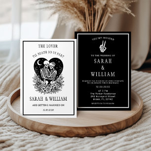 The Lovers, Celestial Stars,  Wedding Skeleton  Invitation