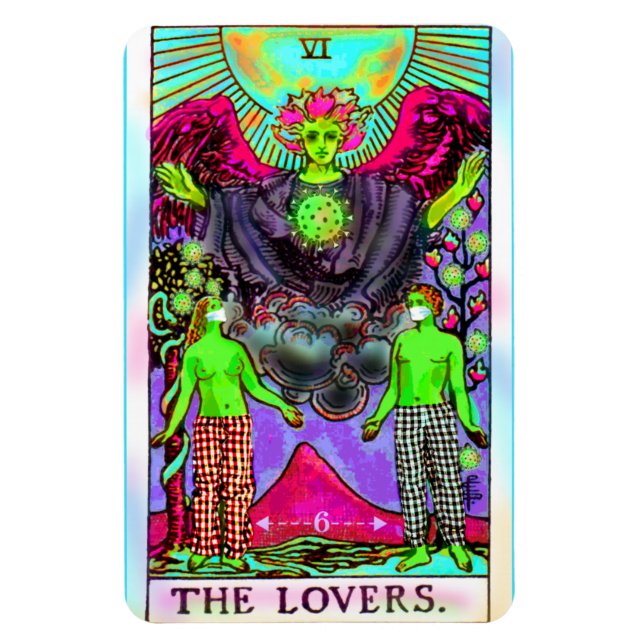 The Lovers Coronavirus Tarot Card Magnet (Vertical)
