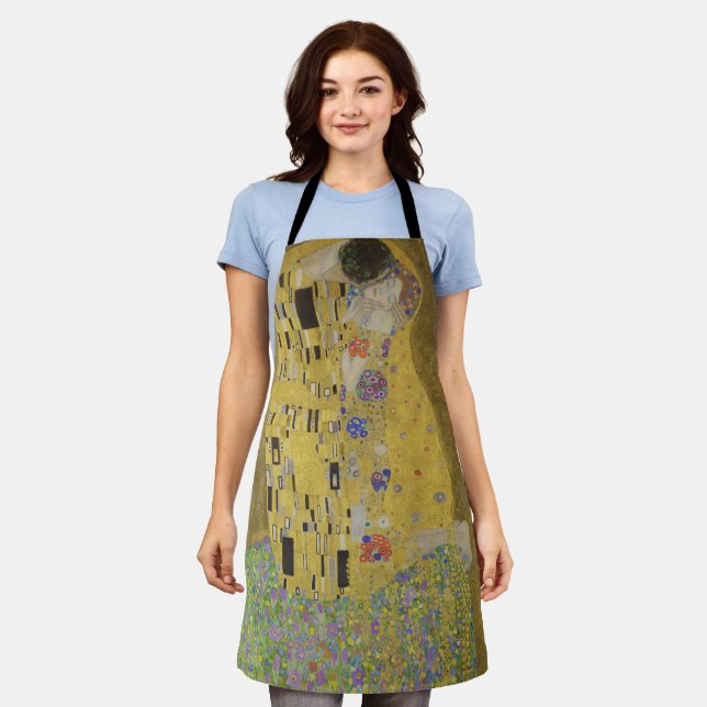 The Lovers Kissing Embrace by Gustav Klimt Apron (Worn)