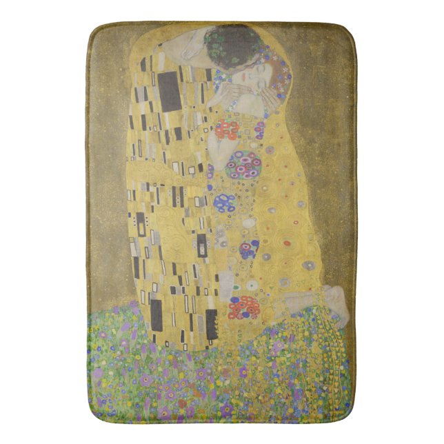 The Lovers Kissing Embrace by Gustav Klimt Bath Mat (Front Vertical)