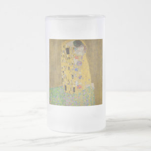 The Lovers Kissing Embrace by Gustav Klimt Frosted Glass Beer Mug