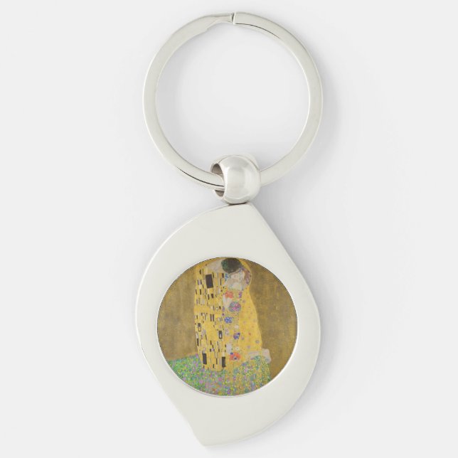 The Lovers Kissing Embrace by Gustav Klimt Key Ring (Front)