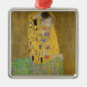 The Lovers Kissing Embrace by Gustav Klimt Metal Tree Decoration