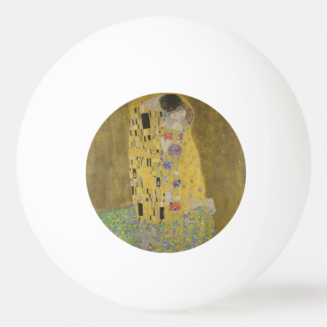 The Lovers Kissing Embrace by Gustav Klimt Ping Pong Ball (Front)