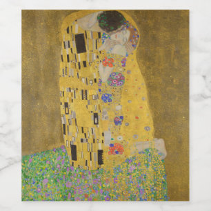The Lovers Kissing Embrace by Gustav Klimt Wine Label